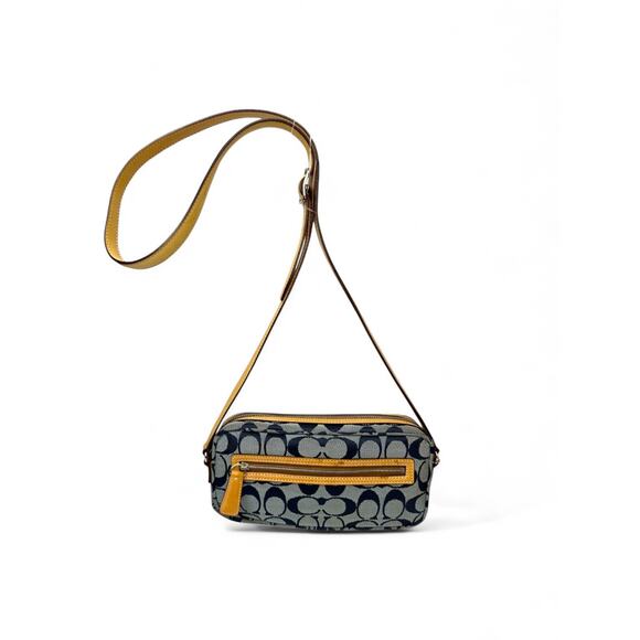 Coach Vintage Y2K Signature Blue Canvas Mini Shoulder Bag - Picture 1 of 13